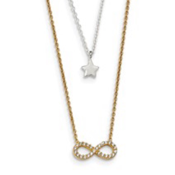 Silver Tri-color CZ Infinity, Heart 16in Necklace - Picture 4 of 4